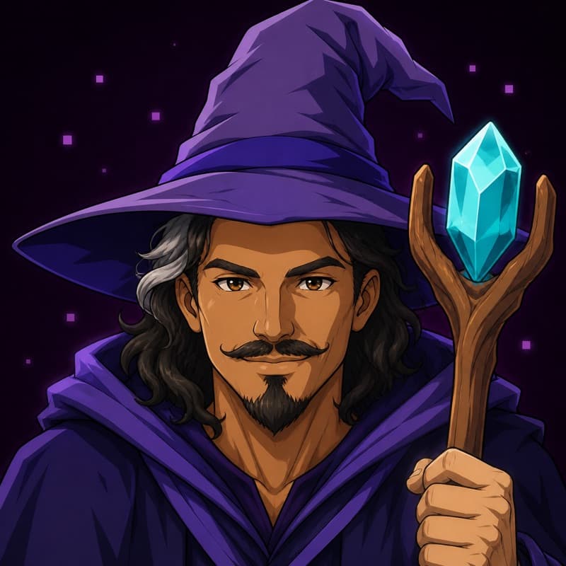 A Mana Wizard in violet robes